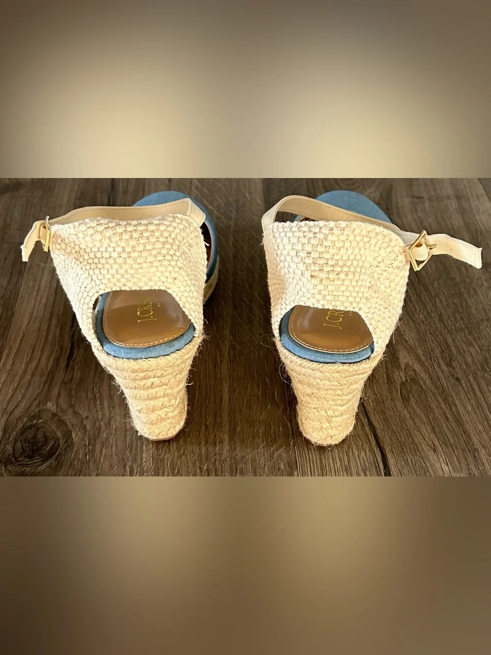 NEW!! J.Crew Blue Chambray Espadrille Wedge Sandals